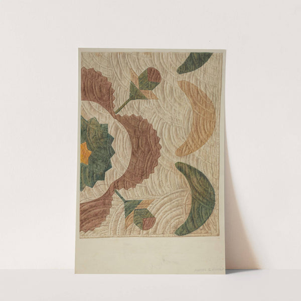 Applique and Quilted Coverlet (c. 1938) by Manuel G. Runyan