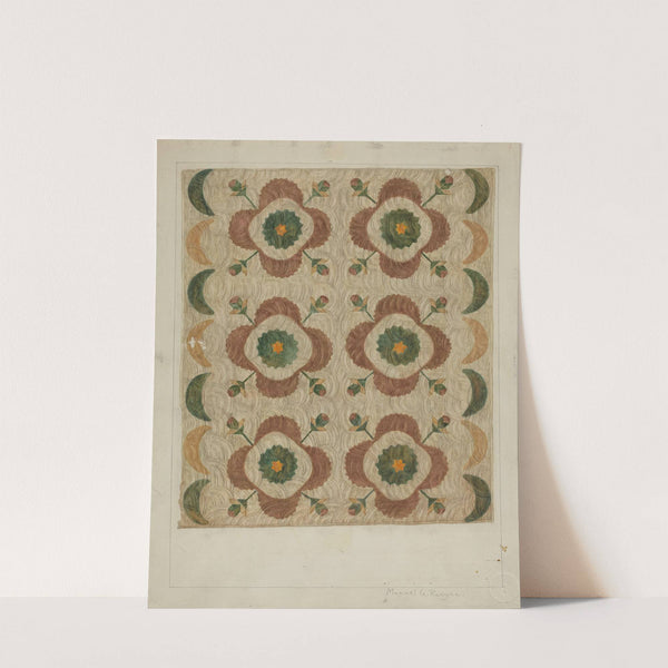 Applique and Quilted Coverlet (1935-1942) by Manuel G. Runyan