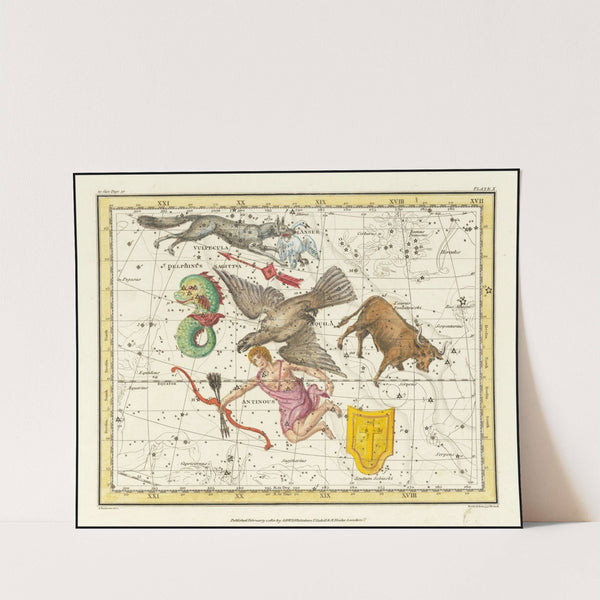 Aquila, Antinous, Scutum, Taurus, Sagittarius, Vulpecula, Anser – Delphinus (1822) by Alexander Jamieson