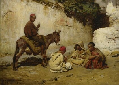 Arab Children Playing Cards