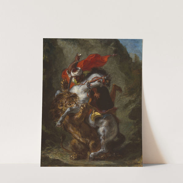 Arab Horseman Attacked by a Lion (1849) by Eugène Delacroix