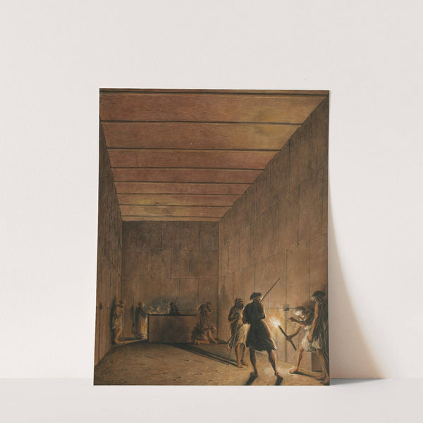 Arab men discovering an ancient tomb by Luigi Mayer