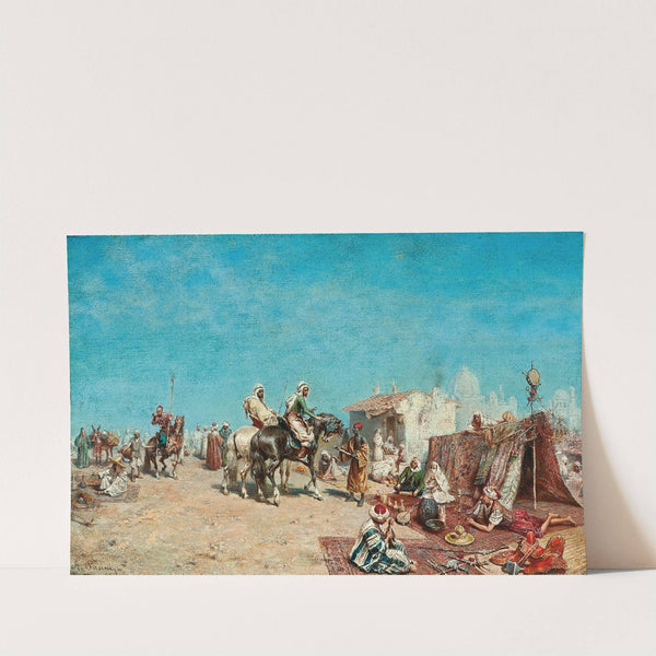 Arab merchants at a market by the city walls by Alberto Pasini