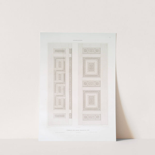 Arabesques; tombeau de Saleh Saleh el-Dyn; ventail d'une armoire, ventail d'un volet (XIVe. siècle) by Émile Prisse d'Avennes