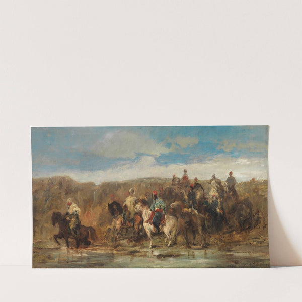 Arabische Reiter am Fluss (ca 1880-90) by Adolf Schreyer