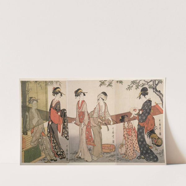 Arai-bari – Washing and stretching cloth (1793-1804) by Kitagawa Utamaro