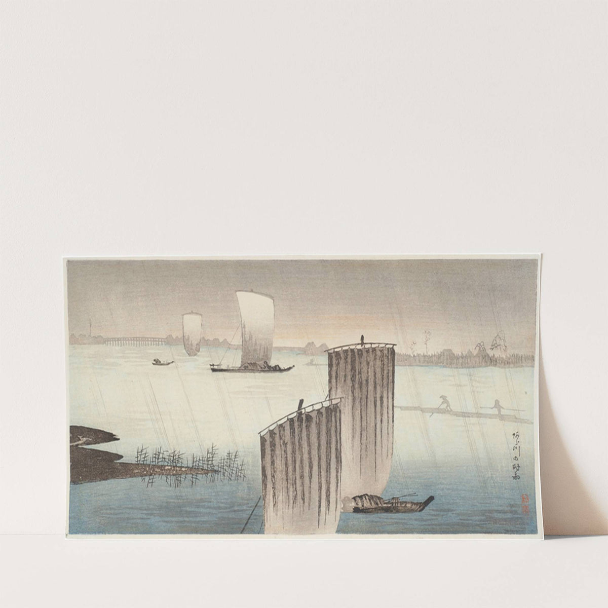 Arakawa no shigure (Arakawa in late autumn rain) by Takahashi Hiroaki