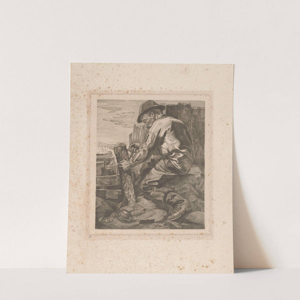 Arbeider die een touw om een paal bindt (1901) by Johannes Josephus Aarts