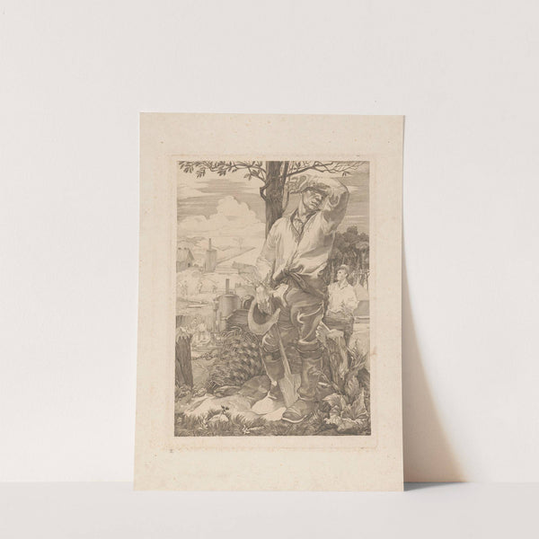 Arbeider die zweet van zijn voorhoofd veegt (1881-1934) by Johannes Josephus Aarts
