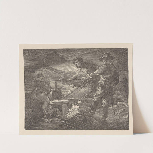 Arbeiders die aan een touw trekken (1881-1931) by Johannes Josephus Aarts