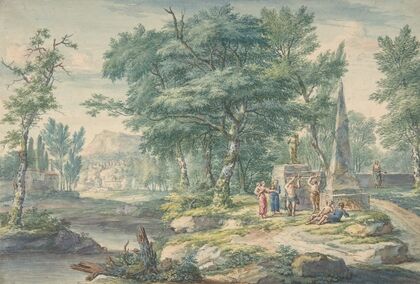 Arcadian Landscape with Figures Making Music