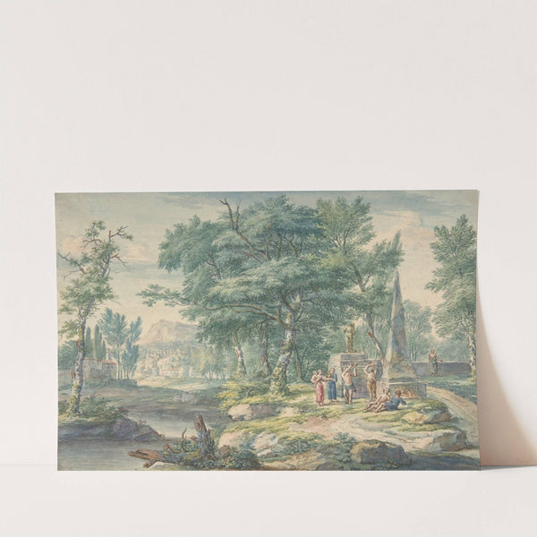 Arcadian Landscape with Figures Making Music by Jan van Huysum