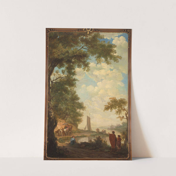 Arcadisch landschap met figuren bij een rivieroever (1771) by Jurriaan Andriessen