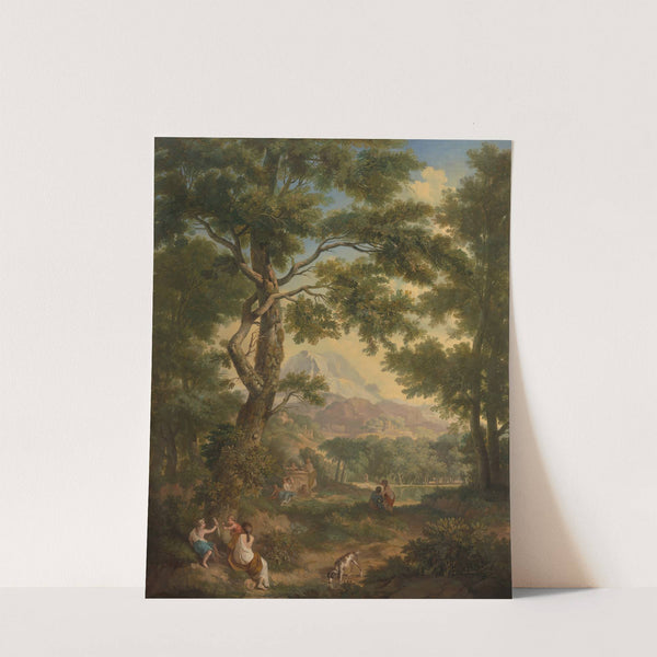 Arcadisch landschap met linksvoor kinderen met een vogel en een hond (1771) by Jurriaan Andriessen