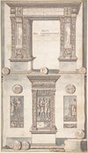 Arch of Septimius Severus, Frontal Elevation (above) and Side View (below)