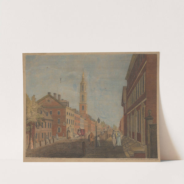 Arch Street, with the Second Presbyterian Church. Philadelphia. (1799) by William Russell Birch