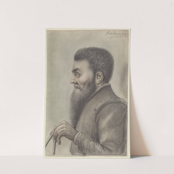 Archimède, tenant un compas, de profil à gauche by Nicolas Lagneau