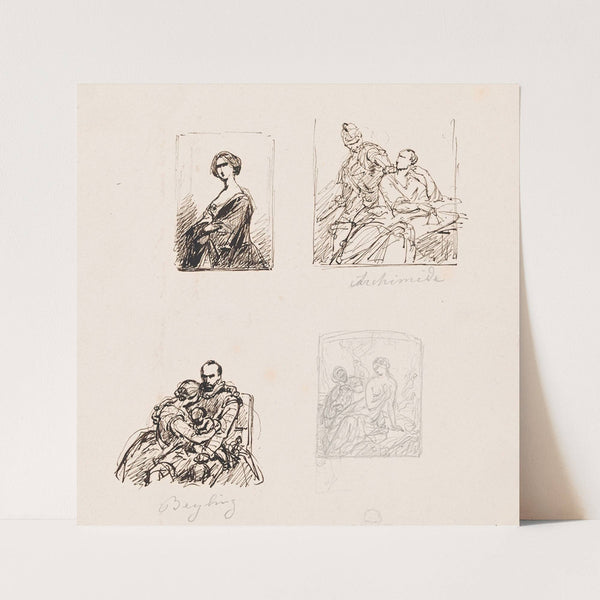 Archimedes and Three Portraits by Nicaise De Keyser