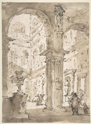 Architectural Capriccio; Courtyard of a Palace