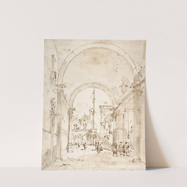 Architectural Capriccio; Grand Staircase Seen through an Archway (1712–93) by Francesco Guardi