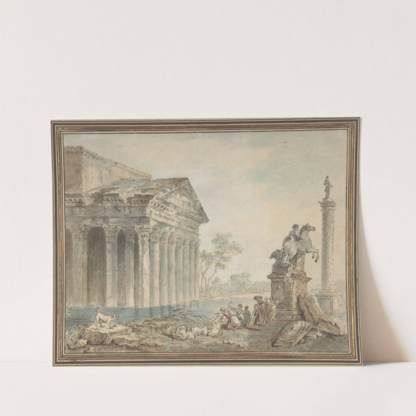 Architectural Capriccio with Roman Monuments and Washerwomen by Follower of Hubert Robert