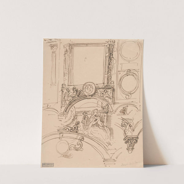 Architectural Details for a Wall Decoration with Empress Maria Theresia Embracing the Young Wolfgang Amadeus Mozart (c. 1864) by Moritz von Schwind