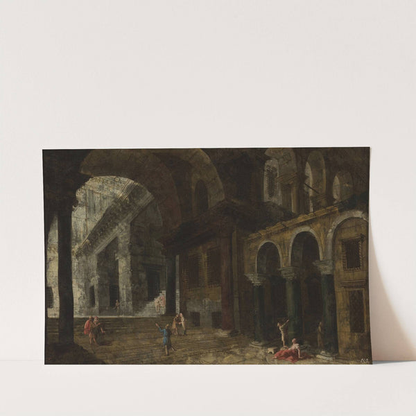 Architectural fantasy featuring a prison courtyard by Michele Marieschi