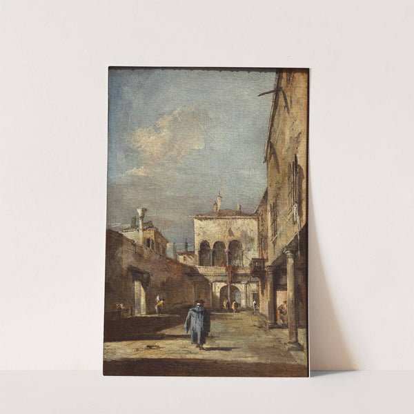Architectural fantasy with a courtyard by Francesco Guardi