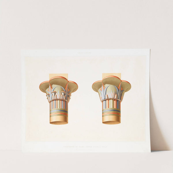 Architecture; chapiteaux du Grand Temple d'Isis à Philæ (regne de Ptolémée Évergète II) by Émile Prisse d'Avennes