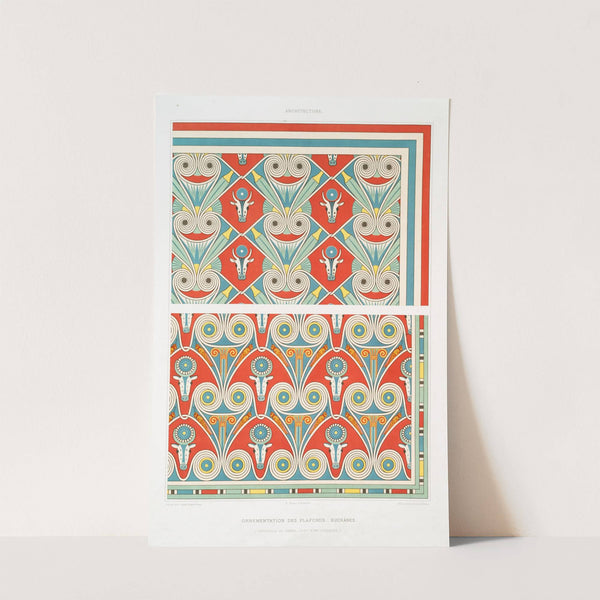 Architecture; ornementation des plafonds; bucrânes (nécropole de Thèbes — XVIIIe. à XXe. dynasties) (1878) by Émile Prisse d'''Avennes