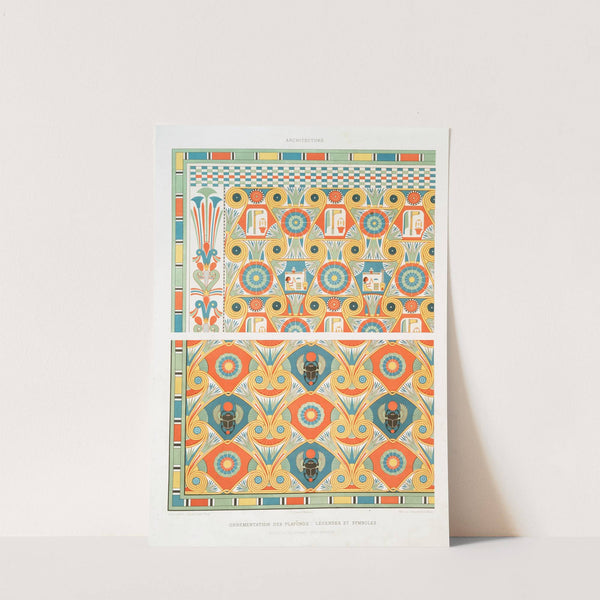 Architecture; ornementation des plafonds; légendes et symbols (nécropole de Thèbes ; XVIIIe. dynastie) (1878) by Émile Prisse d'''Avennes