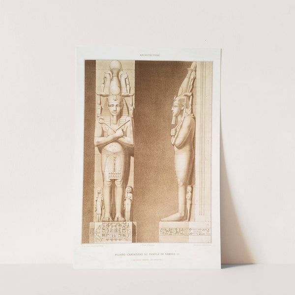 Architecture; piliers-caryatides du temple de Ramsès III (Medineh Thabou — XXe. dynastie) (1878) by Émile Prisse d'''Avennes
