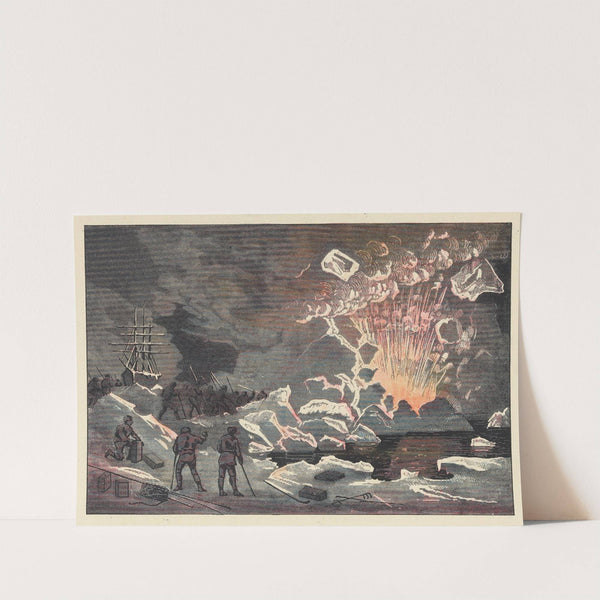 Arctic explorers employing dynamite to open a channel through the ice by John Howard Appleton