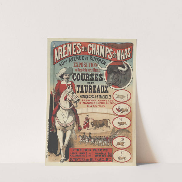 Arênes du Champs de Mars, 40 bis avenue de Suffren, Courses de taureaux (1889) by Imp. Camis