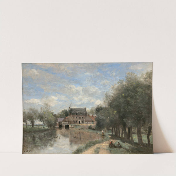 Arleux-du-Nord; le Moulin Drocourt sur la Sensée by Jean-Baptiste-Camille Corot
