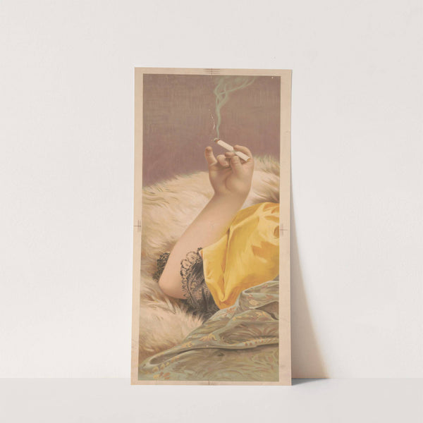 Arm of woman holding a lit cigarette (1897) by Sackett & Wilhelms Litho.