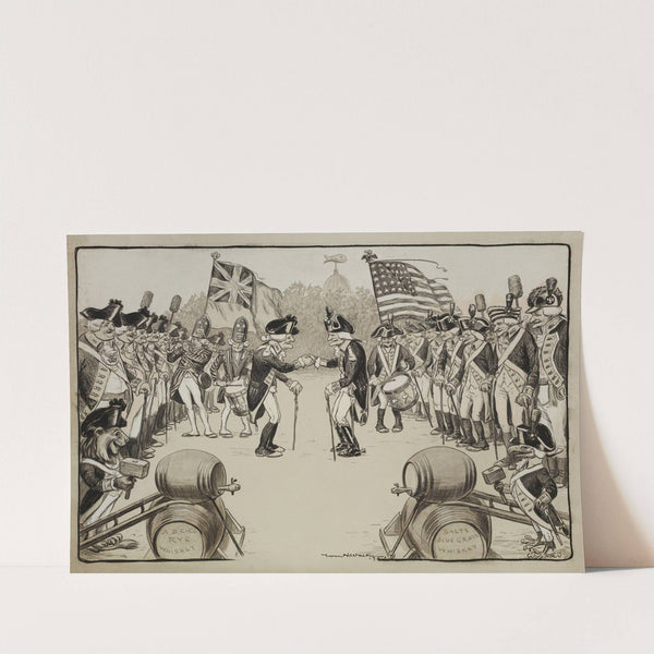 Armies of old men, American and British, meet on a field with canes instead of rifles (1903) by William Henry Walker