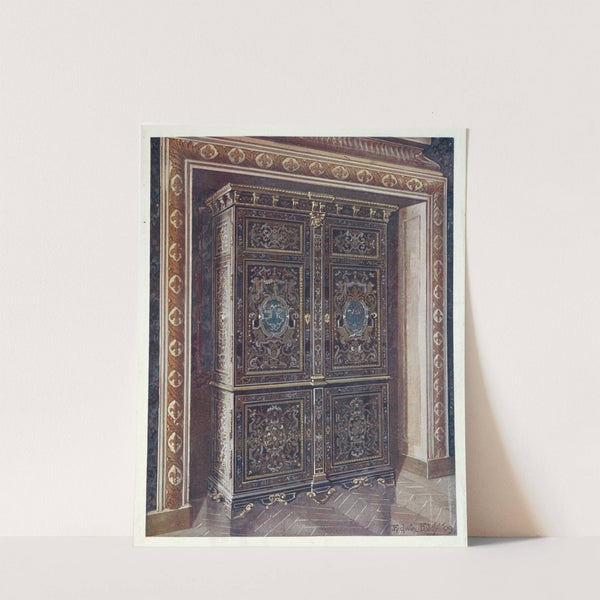Armoire in ebony with inlays of engraved brass and white metal by Edwin Foley