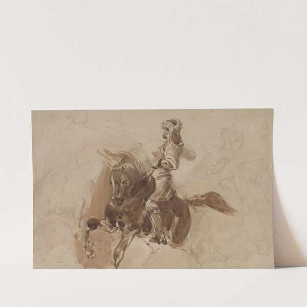 Armored Figure on Horseback (recto) (c. 1828) by Eugène Delacroix