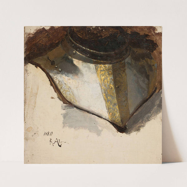 Armour bevor of Late Renaissance, study (1880) by Kazimierz Alchimowicz