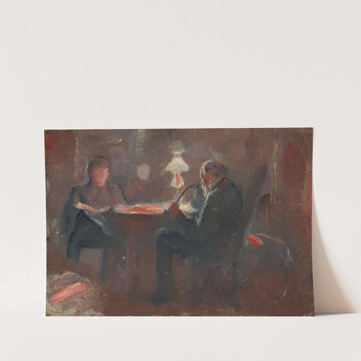 Around the Paraffin Lamp (1883) by Edvard Munch