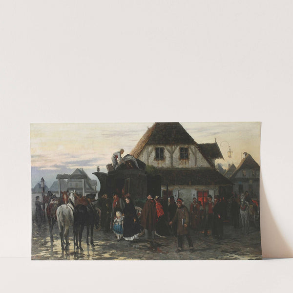 Arrival of a post chaise in a country town (1873-1874) by Alfred Von Wierusz-Kowalski