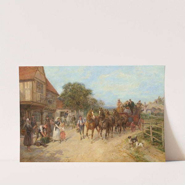 Arrival of the coach by Heywood Hardy