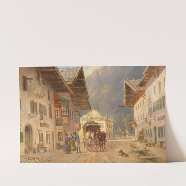 Arrival of the Post Coach in Mittenwald by Ludwig Müller-Cornelius
