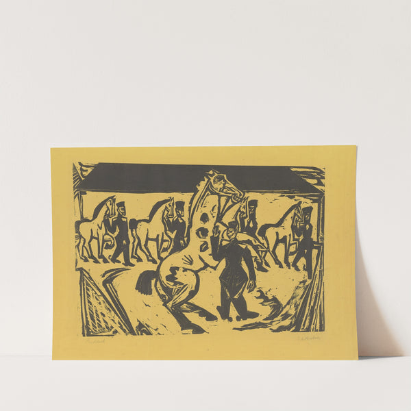Artilleristen beim Pferdebewegen (1915) by Ernst Ludwig Kirchner