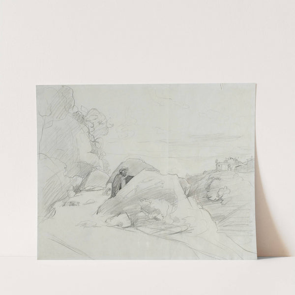 Artiste peignant, probablement à Ronciglione by Jean-Baptiste-Camille Corot