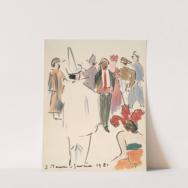 Artists’ Ball; Pierrot and Figures Standing by Joaquín Torres-García