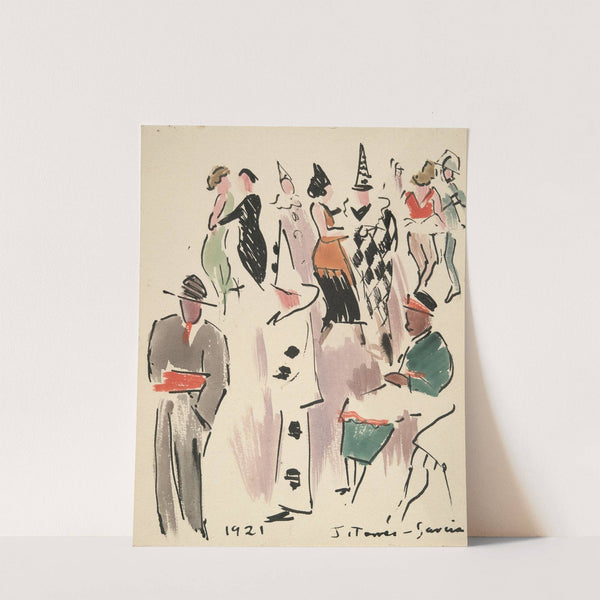 Artists’ Ball; Pierrot, Harlequin, and Dancers by Joaquín Torres-García