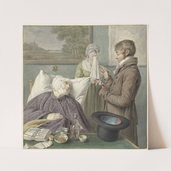Arts bezoekt een zieke oude vrouw in bed (1754) by Wybrand Hendriks
