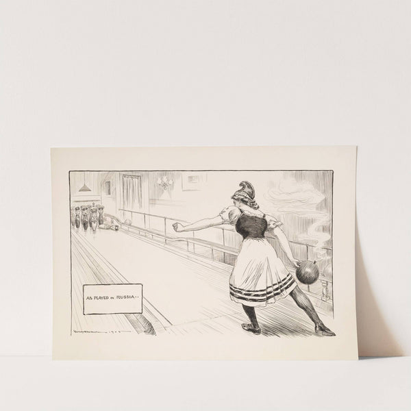 As played in Russia; a woman representing Liberty is bowling (1905) by William Henry Walker